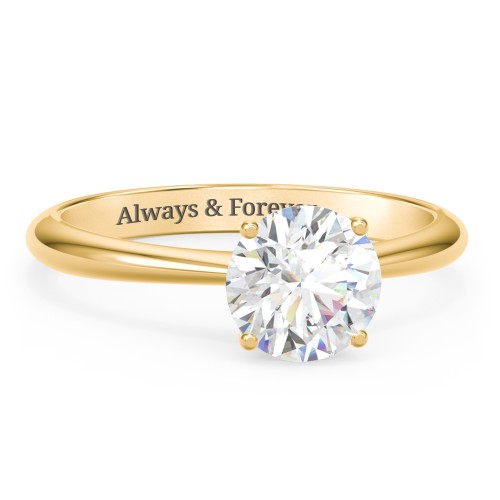 1.5 ct. (7.5mm) Moissanite Engagement Ring with Tapered Knife Edge – 10K Yellow Gold with Moissanite