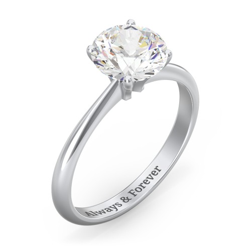 2 ct. (8mm) Moissanite Engagement Ring with Tapered Knife Edge – 10K White Gold with Moissanite