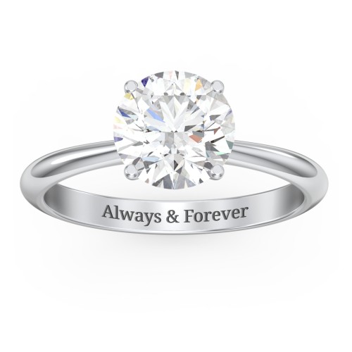 2 ct. (8mm) Moissanite Engagement Ring with Tapered Knife Edge – 10K White Gold with Moissanite