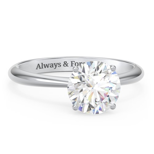 2 ct. (8mm) Moissanite Engagement Ring with Tapered Knife Edge – 10K White Gold with Moissanite