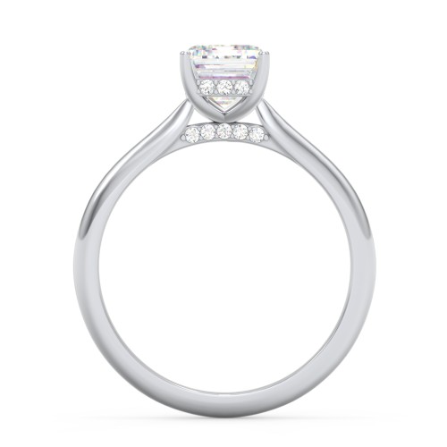 2 ct. (8x6mm) Emerald-Cut Moissanite Engagement Ring with Hidden Halo and Accents – 10K White Gold with Moissanite and Lab Diamond