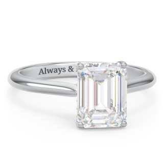 3 ct. DEW (9x7mm) Emerald-Cut Moissanite Engagement Ring with Hidden Halo and Accents