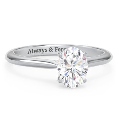 1.5 ct. (8x6mm) Oval Moissanite Engagement Ring with Hidden Halo and Accents – 10K White Gold with Moissanite and Lab Diamond