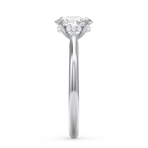 1.5 ct. (8x6mm) Oval Moissanite Engagement Ring with Hidden Halo and Accents – 10K White Gold with Moissanite and Lab Diamond
