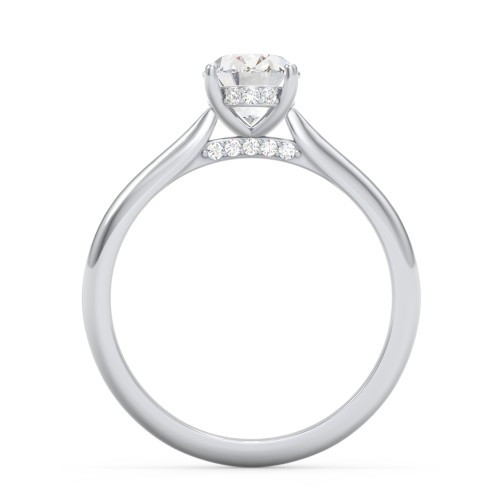1.5 ct. (8x6mm) Oval Moissanite Engagement Ring with Hidden Halo and Accents – 10K White Gold with Moissanite and Lab Diamond