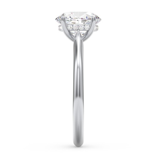 2 ct. (9x7mm) Oval Moissanite Engagement Ring with Hidden Halo and Accents – 10K White Gold with Moissanite and Lab Diamond