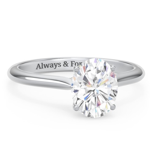 2 ct. (9x7mm) Oval Moissanite Engagement Ring with Hidden Halo and Accents – 10K White Gold with Moissanite and Lab Diamond
