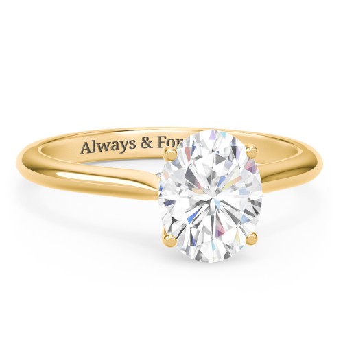 2 ct. (9x7mm) Oval Moissanite Engagement Ring with Hidden Halo and Accents – 10K Yellow Gold with Moissanite and Lab Diamond