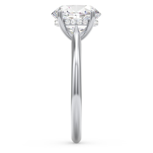 3 ct. (10x8mm) Oval Moissanite Engagement Ring with Hidden Halo and Accents – 10K White Gold with Moissanite and Lab Diamond