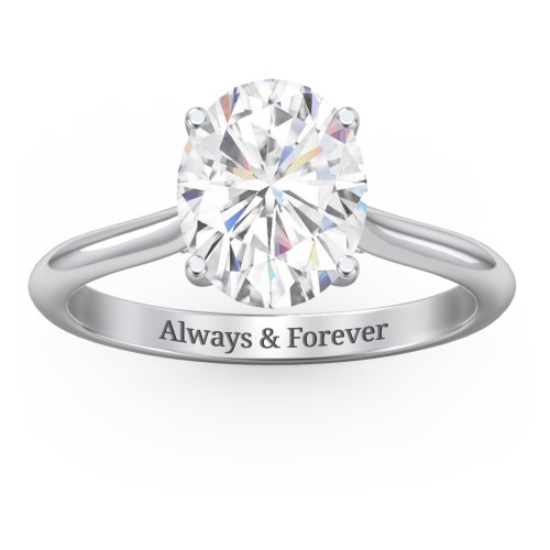 3 ct. (10x8mm) Oval Moissanite Engagement Ring with Hidden Halo and Accents – 10K White Gold with Moissanite and Lab Diamond