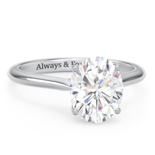 3 ct. (10x8mm) Oval Moissanite Engagement Ring with Hidden Halo and Accents – 10K White Gold with Moissanite and Lab Diamond