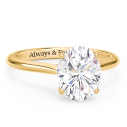 3 ct. (10x8mm) Oval Moissanite Engagement Ring with Hidden Halo and Accents in 10K Solid Yellow Gold