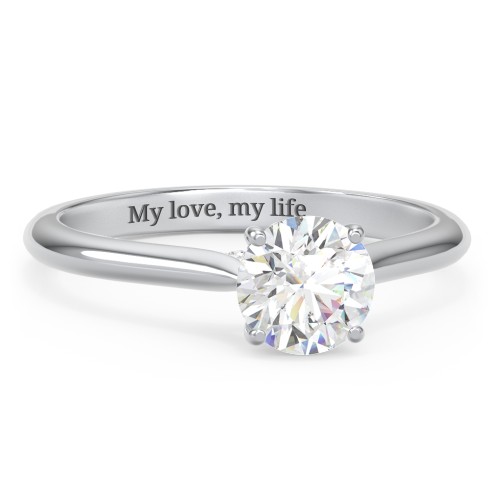 1 ct. (6.5mm) Moissanite Engagement Ring with Hidden Halo and Accents