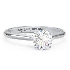 1 ct. (6.5mm) Moissanite Engagement Ring with Hidden Halo and Accents – 10K White Gold with Moissanite and Lab Diamond