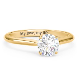 1 ct. (6.5mm) Moissanite Engagement Ring with Hidden Halo and Accents in 10K Solid Yellow Gold