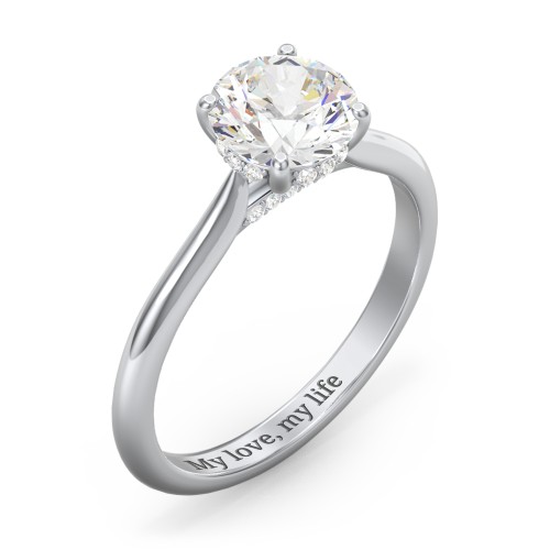 1.5 ct. (7.5mm) Moissanite Engagement Ring with Hidden Halo and Accents – 10K White Gold with Moissanite and Lab Diamond