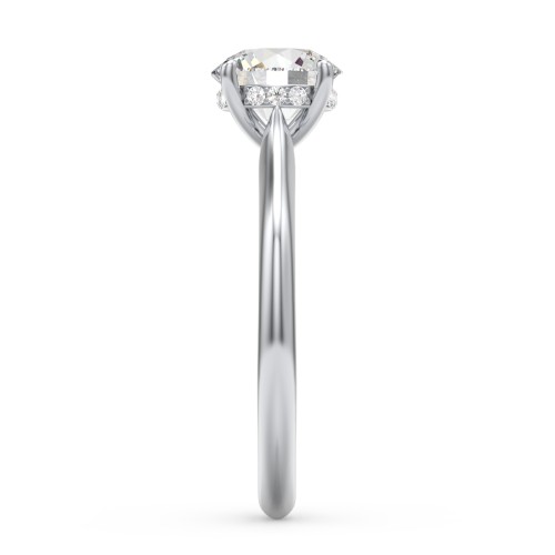 1.5 ct. (7.5mm) Moissanite Engagement Ring with Hidden Halo and Accents – 10K White Gold with Moissanite and Lab Diamond