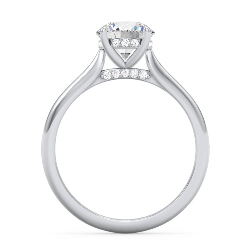 1.5 ct. (7.5mm) Moissanite Engagement Ring with Hidden Halo and Accents – 10K White Gold with Moissanite and Lab Diamond