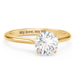 1.5 ct. (7.5mm) Moissanite Engagement Ring with Hidden Halo and Accents in 10K Solid Yellow Gold