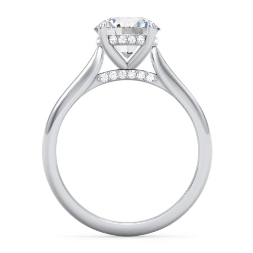 2 ct. (8mm) Moissanite Engagement Ring with Hidden Halo and Accents – 10K White Gold with Moissanite and Lab Diamond
