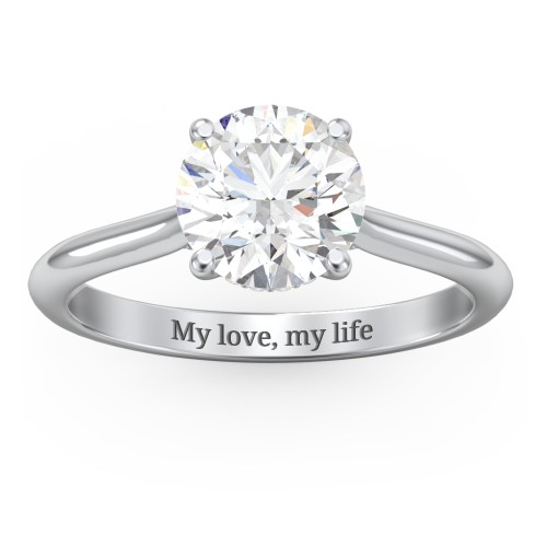 2 ct. (8mm) Moissanite Engagement Ring with Hidden Halo and Accents – 10K White Gold with Moissanite and Lab Diamond