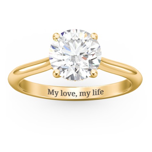 2 ct. (8mm) Moissanite Engagement Ring with Hidden Halo and Accents – 10K Yellow Gold with Moissanite and Lab Diamond