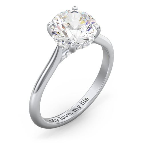 2.5 ct. (8.5mm) Moissanite Engagement Ring with Hidden Halo and Accents – 10K White Gold with Moissanite and Lab Diamond