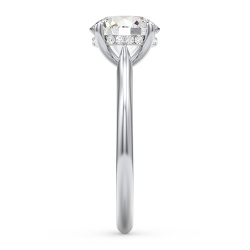 2.5 ct. (8.5mm) Moissanite Engagement Ring with Hidden Halo and Accents – 10K White Gold with Moissanite and Lab Diamond
