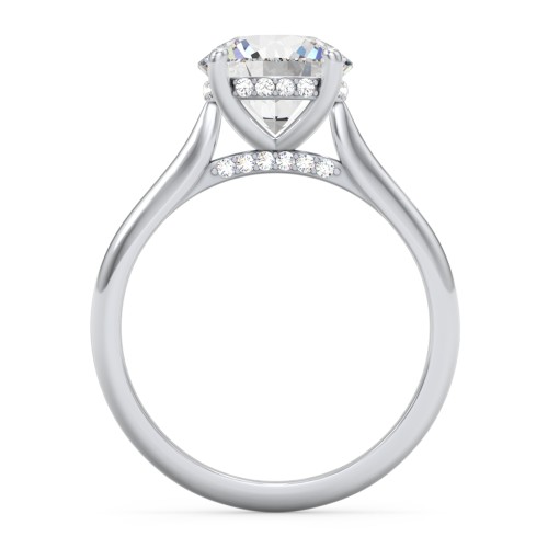 2.5 ct. (8.5mm) Moissanite Engagement Ring with Hidden Halo and Accents – 10K White Gold with Moissanite and Lab Diamond