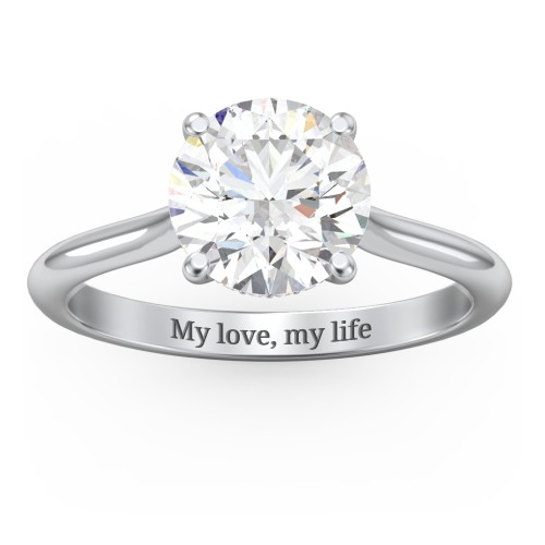 2.5 ct. (8.5mm) Moissanite Engagement Ring with Hidden Halo and Accents – 10K White Gold with Moissanite and Lab Diamond