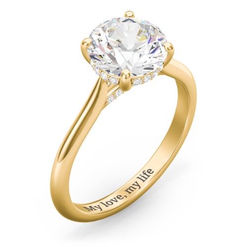 2.5 ct. (8.5mm) Moissanite Engagement Ring with Hidden Halo and Accents – 10K Yellow Gold with Moissanite and Lab Diamond