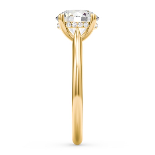 2.5 ct. (8.5mm) Moissanite Engagement Ring with Hidden Halo and Accents – 10K Yellow Gold with Moissanite and Lab Diamond
