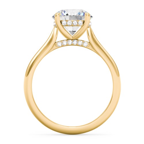 2.5 ct. (8.5mm) Moissanite Engagement Ring with Hidden Halo and Accents – 10K Yellow Gold with Moissanite and Lab Diamond