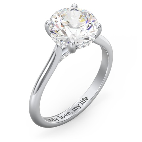 3 ct. (9mm) Moissanite Engagement Ring with Hidden Halo and Accents – 10K White Gold with Moissanite and Lab Diamond