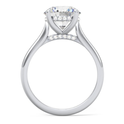 3 ct. (9mm) Moissanite Engagement Ring with Hidden Halo and Accents – 10K White Gold with Moissanite and Lab Diamond