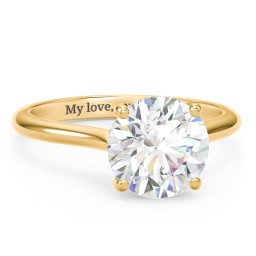3 ct. (9mm) Moissanite Engagement Ring with Hidden Halo and Accents in 10K Solid Yellow Gold