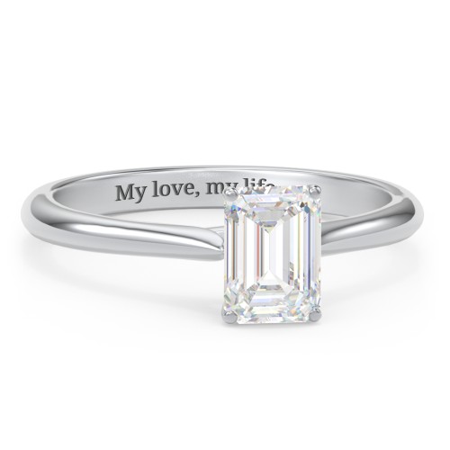 1 ct. (7x5mm) Emerald-Cut Moissanite Classic Two Tone Engagement Ring