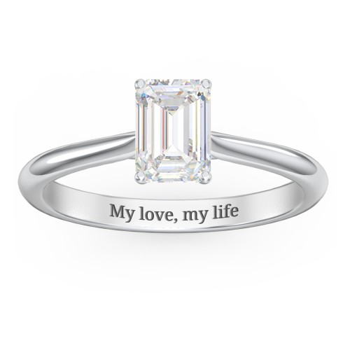 1 ct. (7x5mm) Emerald-Cut Moissanite Classic Two Tone Engagement Ring – 10K White Gold with Moissanite