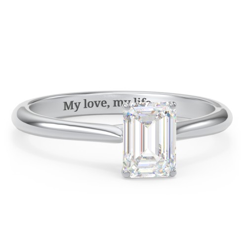 1 ct. (7x5mm) Emerald-Cut Moissanite Classic Two Tone Engagement Ring – 10K White Gold with Moissanite