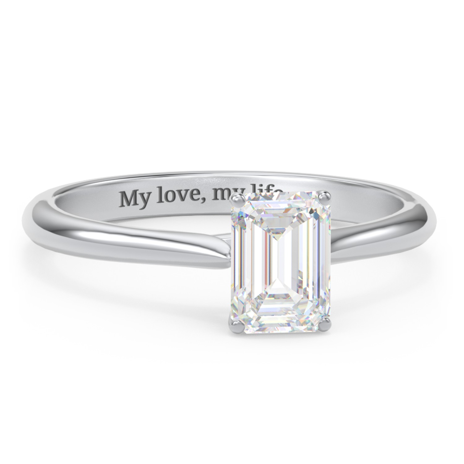 1 ct. (7x5mm) Emerald-Cut Moissanite Classic Two Tone Engagement Ring