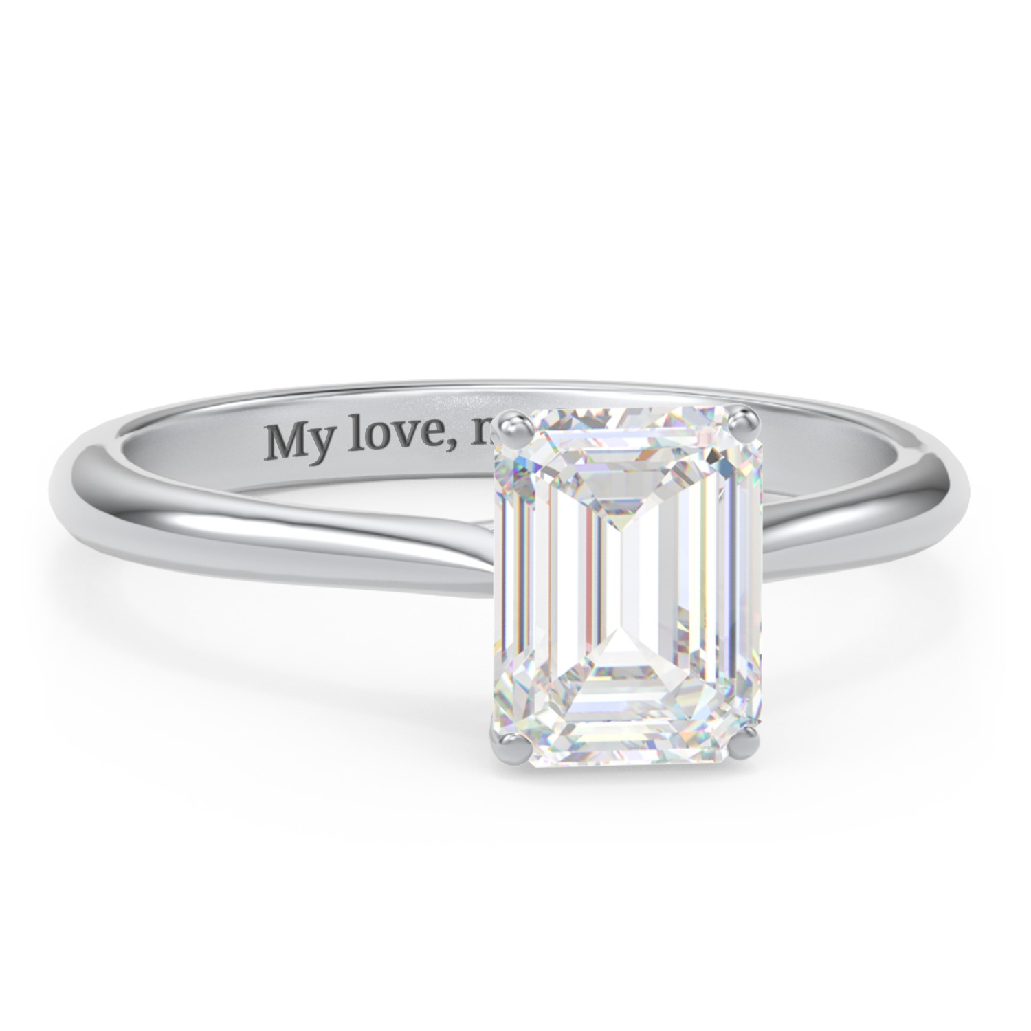 2 ct. (8x6mm) Emerald-Cut Moissanite Classic Two Tone Engagement Ring