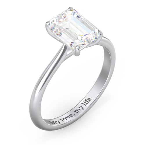 3 ct. (9x7mm) Emerald-Cut Moissanite Classic Two Tone Engagement Ring – 10K White Gold with Moissanite
