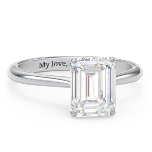 3 ct. (9x7mm) Emerald-Cut Moissanite Classic Two Tone Engagement Ring – 10K White Gold with Moissanite