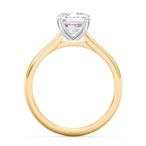 3 ct. (9x7mm) Emerald-Cut Moissanite Classic Two Tone Engagement Ring – 10K Yellow Gold with Moissanite