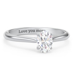 1 ct. (7x5mm) Oval Moissanite Classic Two Tone Engagement Ring – 10K White Gold with Moissanite