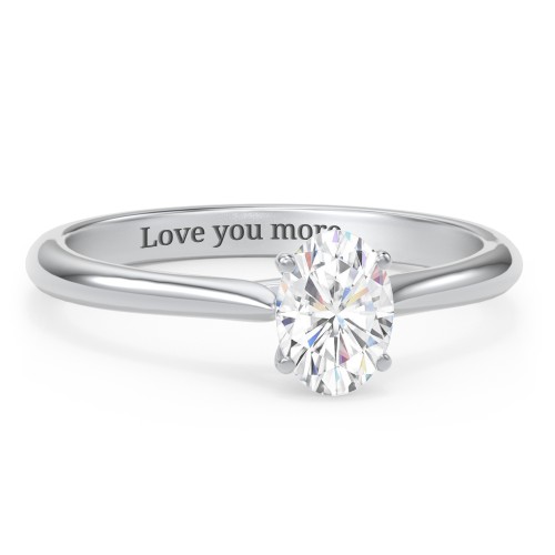 1 ct. (7x5mm) Oval Moissanite Classic Two Tone Engagement Ring – 10K White Gold with Moissanite