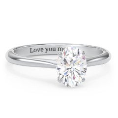 1.5 ct. (8x6mm) Oval Moissanite Classic Two Tone Engagement Ring – 10K White Gold with Moissanite