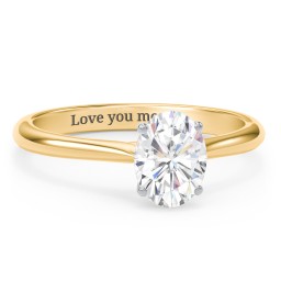 1.5 ct. (8x6mm) Oval Moissanite Classic Two Tone Engagement Ring in 10K Solid Yellow Gold