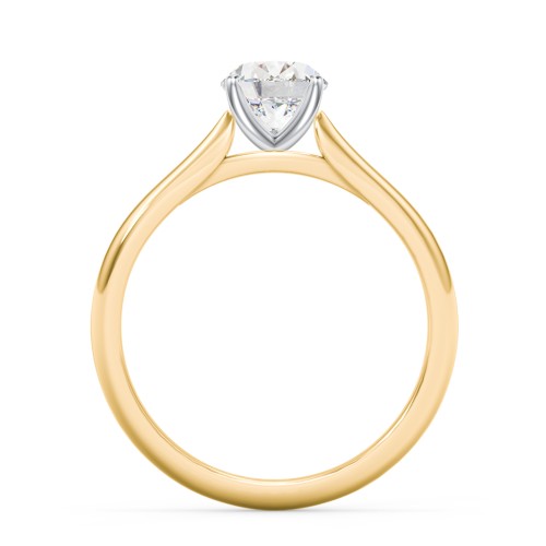 1.5 ct. (8x6mm) Oval Moissanite Classic Two Tone Engagement Ring – 10K Yellow Gold with Moissanite