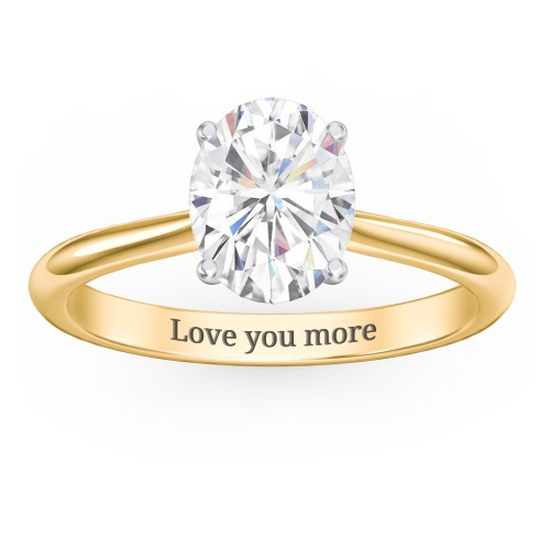 2 ct. (9x7mm) Oval Moissanite Classic Two Tone Engagement Ring